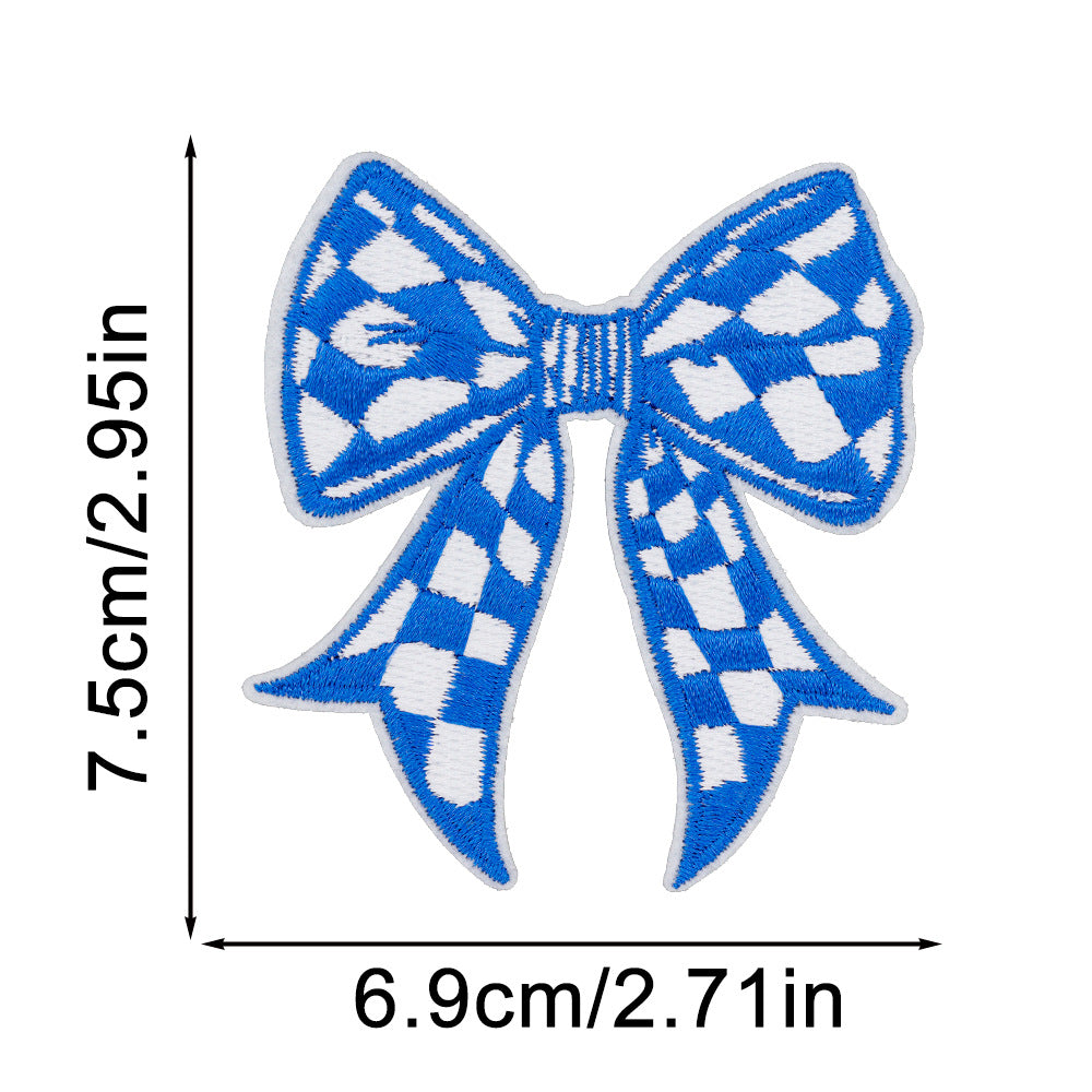 Wholesale Plaid Bow Embroidered Patch